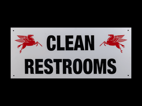 Mobil Pegasus Clean Restrooms Sign
